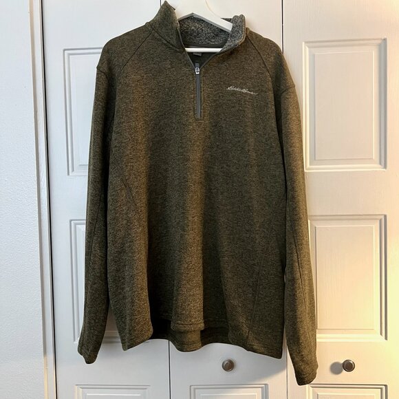 Men's Eddie Bauer Quarter Zip Fleece - Hunter Green - XL - Picture 1 of 3